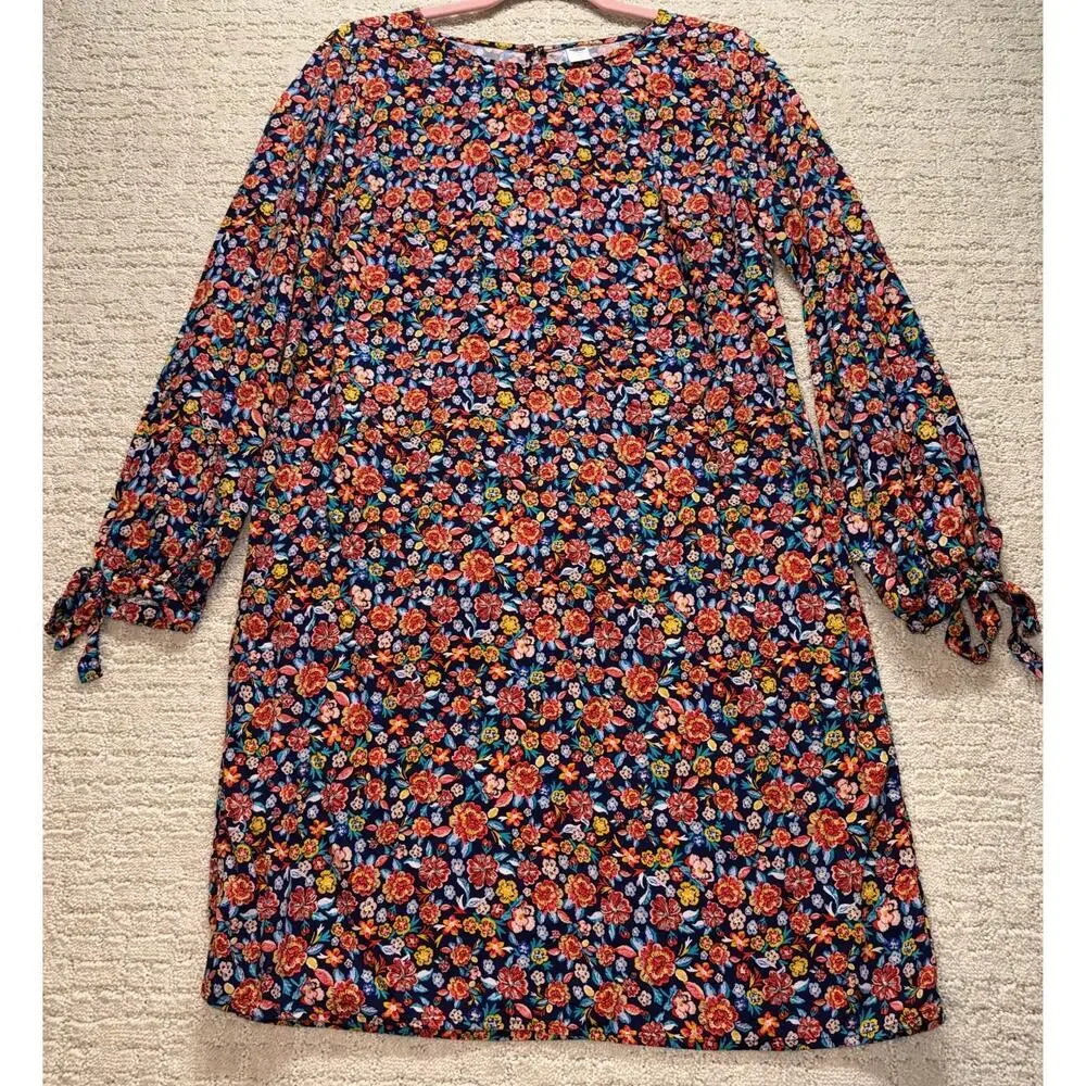 Old Navy Women's Floral 3/4 Sleeved Shift Dress Size Medium Tall Knee Length - Picture 1 of 6